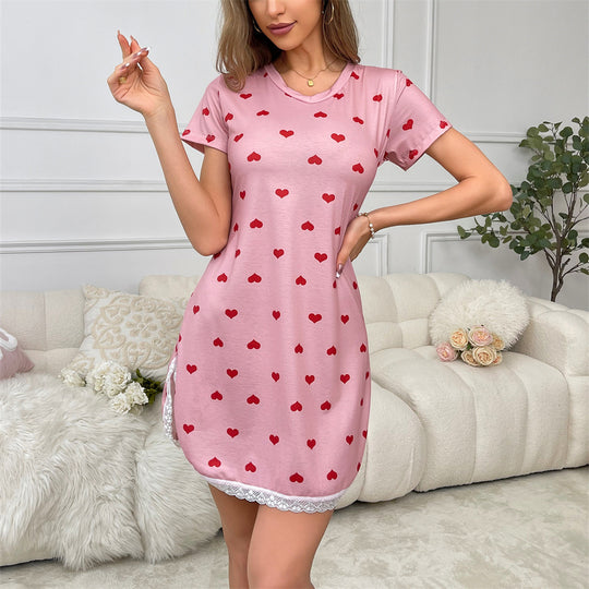 Nightdress Women Summer Short Sleeved Sexy Women Pajamas Home Wear