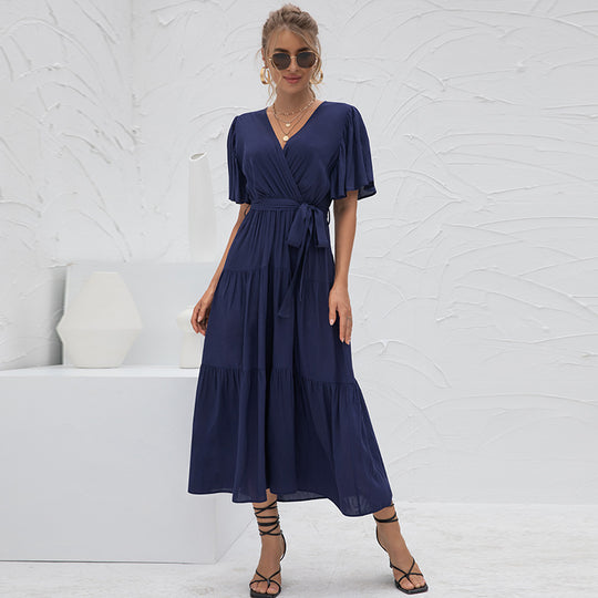 Summer Arrival Women Clothes Sexy V neck Long Patchwork Dress