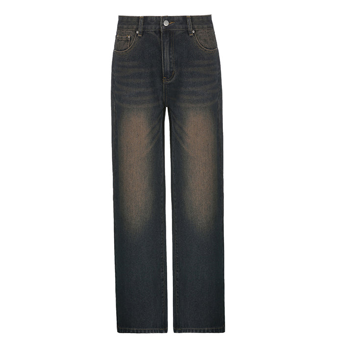 Autumn High Waist Straight Washed Old Jeans Sexy Street   Casual Trousers