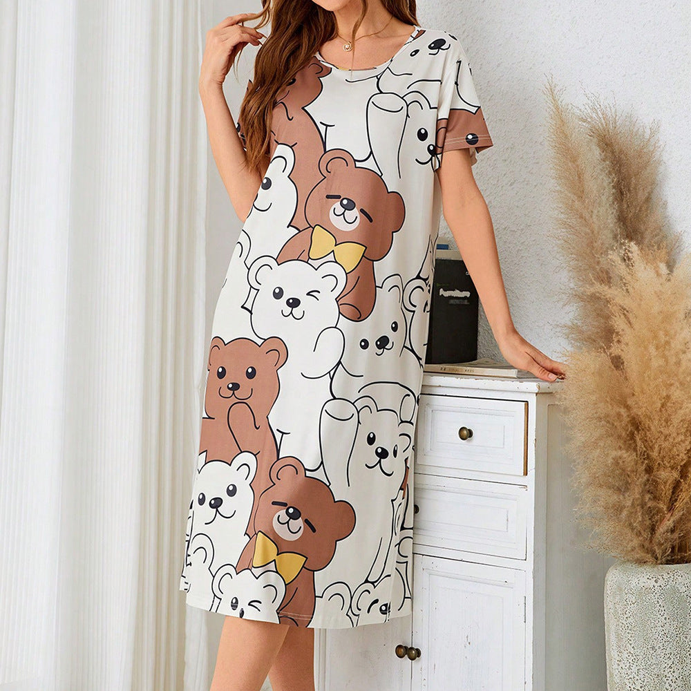 Sexy Pajamas Cartoon Print Dress Maxi Dress Home Wear