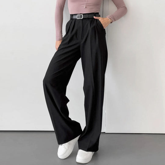 Gray Office Loose Wide Leg High Waist Casual Work Pant Autumn Arrival Women Trousers