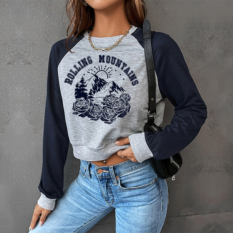 Autumn Women Clothing Long Sleeve Letter Graphic Print Sweatshirt Women