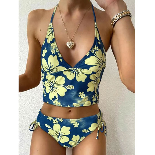 Swimsuit Lady Sexy Printed High Waist Bikini Split Swimsuit Bikini