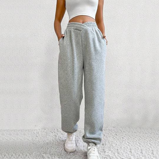 Women Clothing Sports Casual Ankle Banded Slacks Autumn Winter High Waist V Shaped Waist Trousers