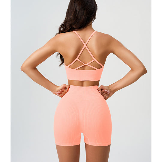 High Elastic Yoga Pants Women High Waist Peach Hip Quick Drying Skinny Running Fitness Pants Thread Solid Color Sports Suit