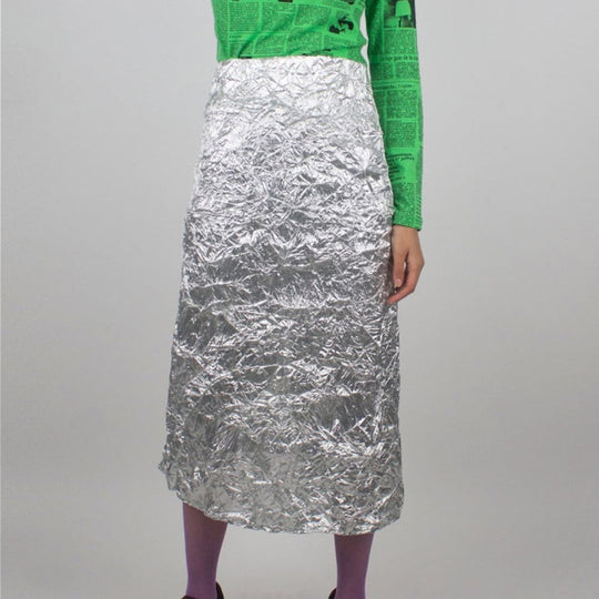 Women  Clothing Spring Skirt Pleated High Waist Back Slit Trendy Wild Hip Skirt