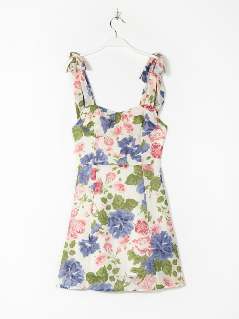 Summer Wind Women Floral Print Slim Tie Strap Dress