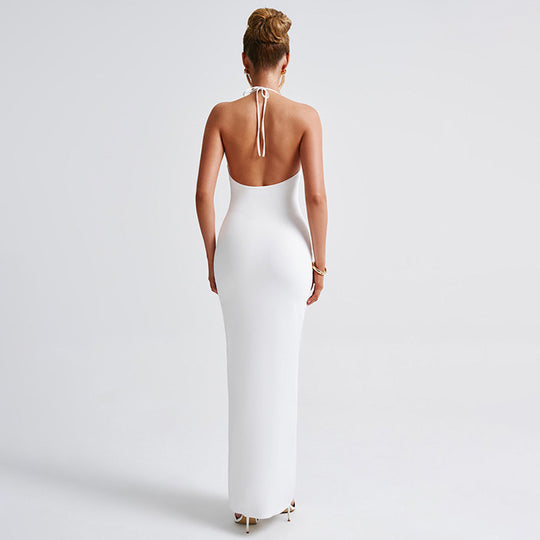 Sexy Backless Slit Sling Dress Product Pleated Slim Fit Women Wear