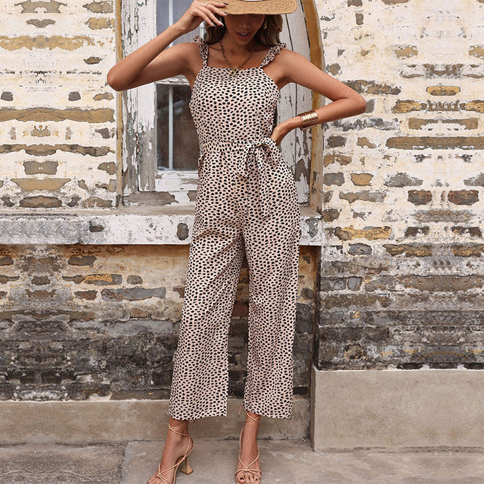 New Summer Loose High Waist Loose Cropped  Retro Fashionable Jumpsuit