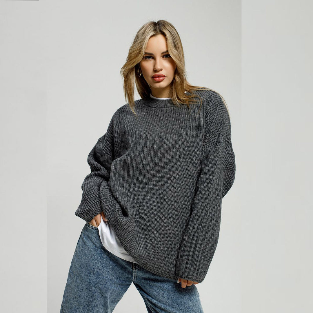 Sweater for Women Autumn Winter round Neck Pullover Loose Long Sleeved Sweater Coat for Women