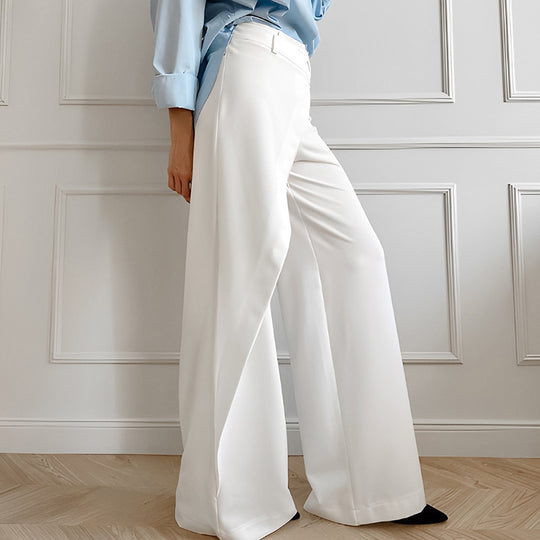 White Stitching Office Wide Leg High Waist Casual Pants Autumn Arrival Women Trousers