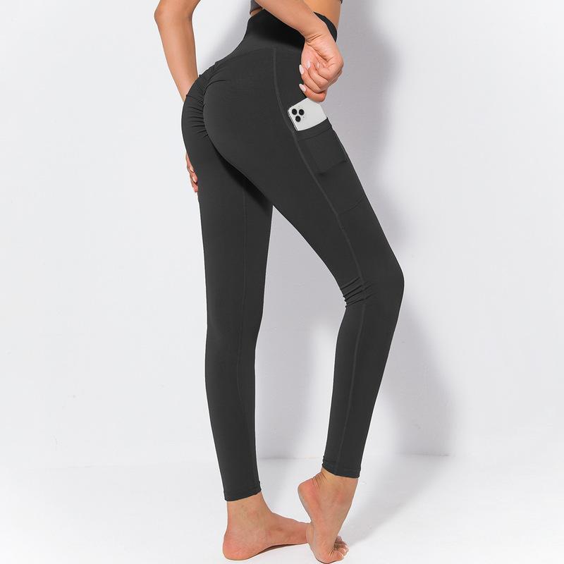 New Yoga Pants Women Side Pocket Shaping Hip Lifting Skinny Stretchy Slimming Outerwear Leggings