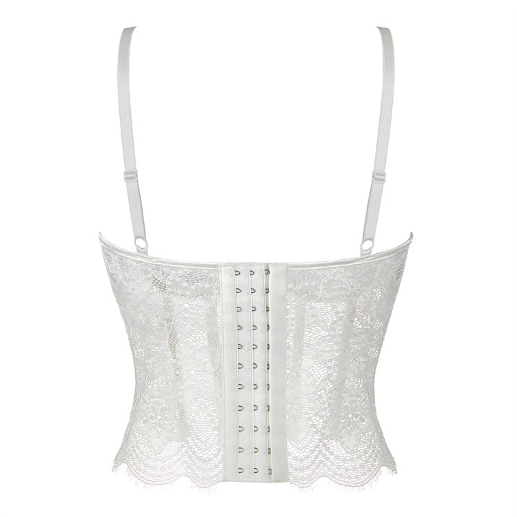 White Mesh Double Strap with Cup Women Tube Top Body Shaping Top