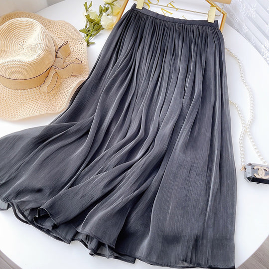 Mercerized Skirt Women Slim Fit Slimming Mid Length A line Skirt Embellished Elegant Summer Organza Skirt