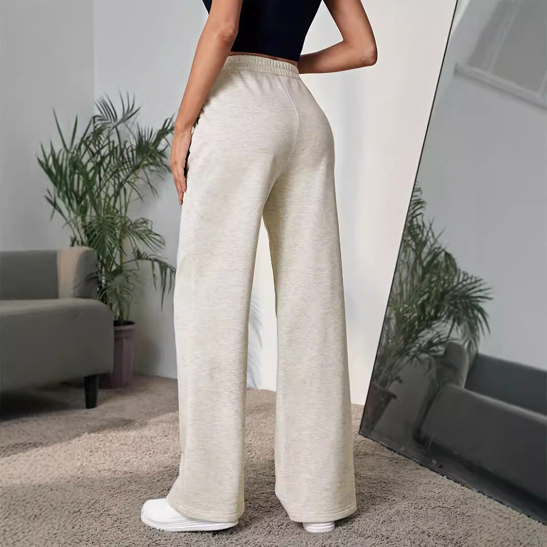 Autumn Sweatpants Split Straight Casual Sports Women Pants Draping Effect High Waist Wide Leg Pants