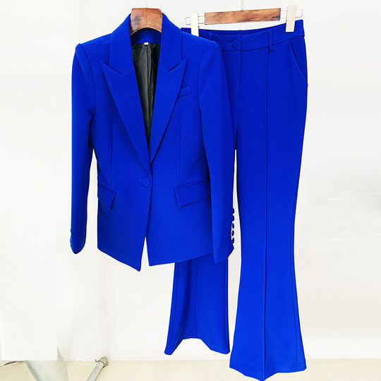Star Business Wear One Button Cloth Cover Mid Length Suit Bell Bottom Pants Suit Two Piece Suit