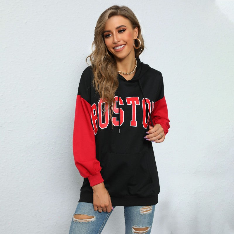 Autumn Women Wear Letter Graphic Hooded Sweater