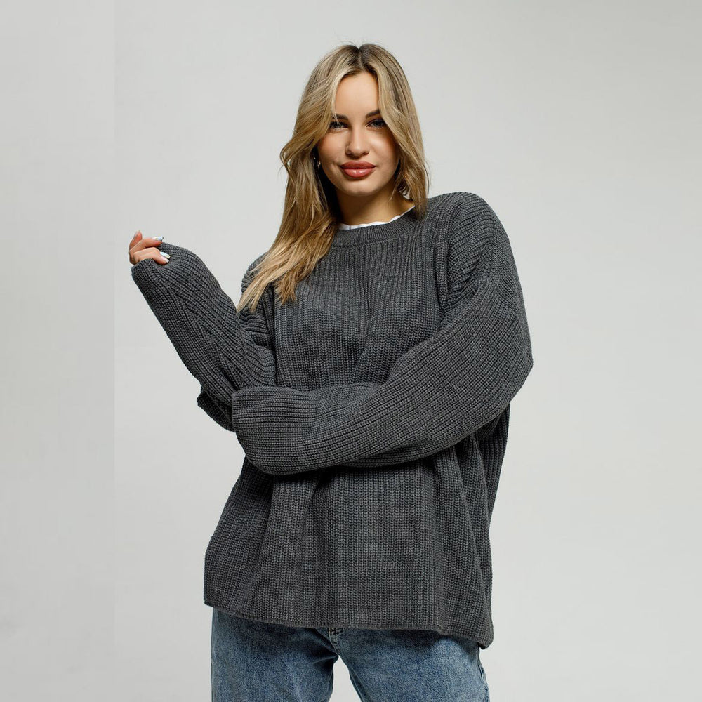 Sweater for Women Autumn Winter round Neck Pullover Loose Long Sleeved Sweater Coat for Women