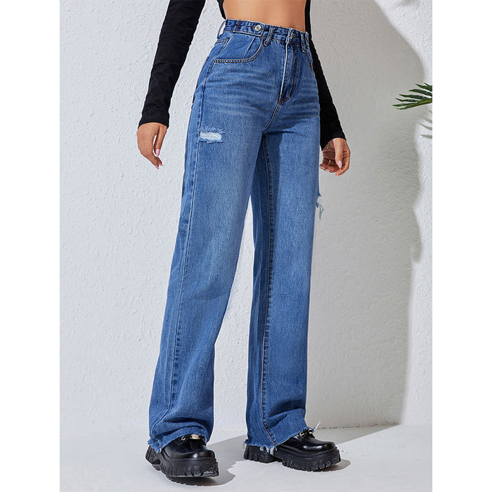Jeans Loose Jeans Casual Street Ripped Jeans Straight Leg Pants