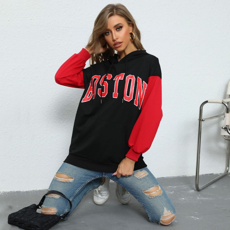 Autumn Women Wear Letter Graphic Hooded Sweater