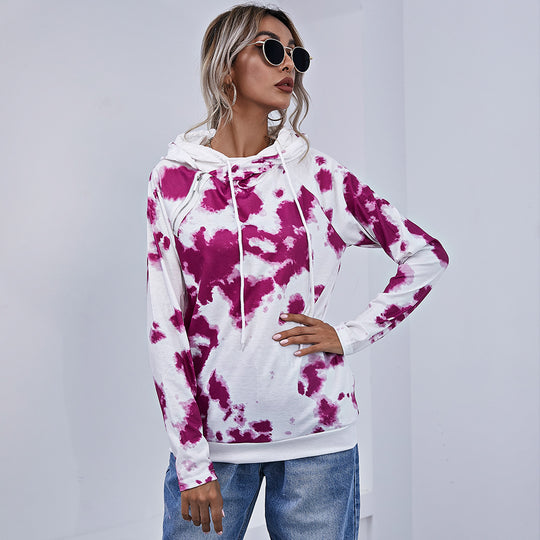 Autumn Women Clothing Contrast Color Tie Dyed Women Pullover round Neck Loose Fitting Women Sweater