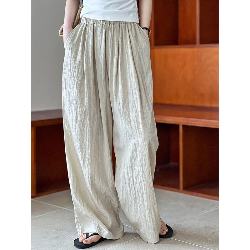 Thin Elastic Waist Drooping Wide Leg Pants Women Summer Relaxed Sense Mop Pants Yamamoto Pants