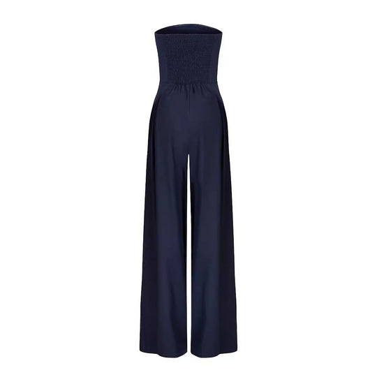 Women Casual Backless Slim Fit Smocking Jumpsuit