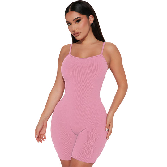 Women Clothing Summer Thread Sling Hip Lifting Beauty Back Casual Jumpsuit