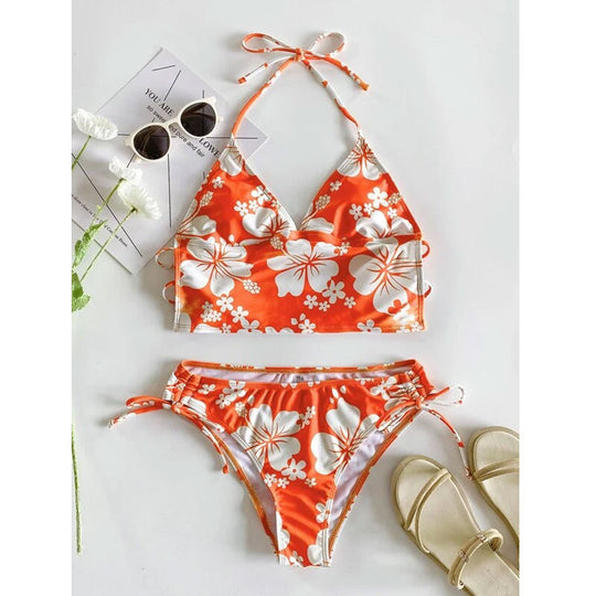 Swimsuit Lady Sexy Printed High Waist Bikini Split Swimsuit Bikini