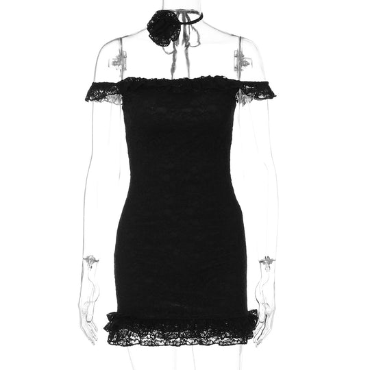 Women Clothing Summer Sexy Lace Slim off Shoulder Dress