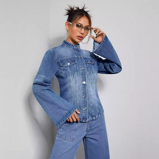 Women Clothing Office Loose Denim Jacket