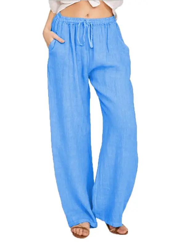 Women's Casual Cotton Loose Pocket Drawstring Pajama Pants