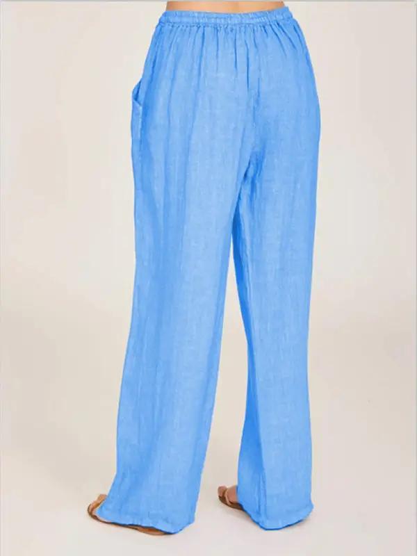 Women's Casual Cotton Loose Pocket Drawstring Pajama Pants