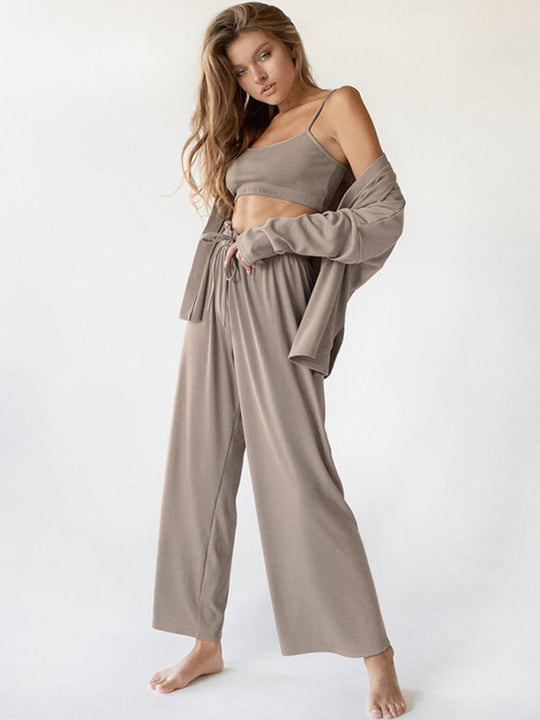 Comfortable women's pajamas  for home wear three-piece set