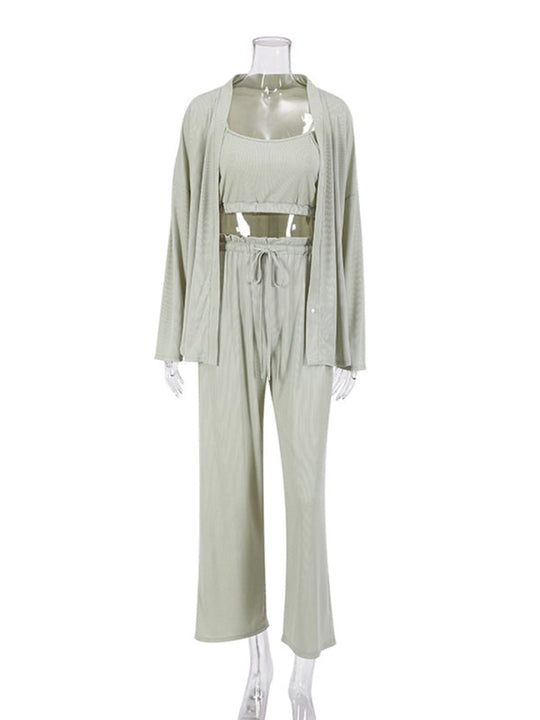 Comfortable women's pajamas  for home wear three-piece set