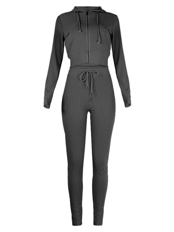 Women's Hooded Long Sleeve Slim Fit Athleisure Set