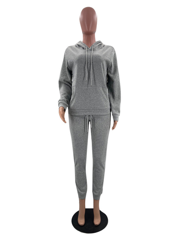 Casual fleece sweater two-piece hoodie tracksuit