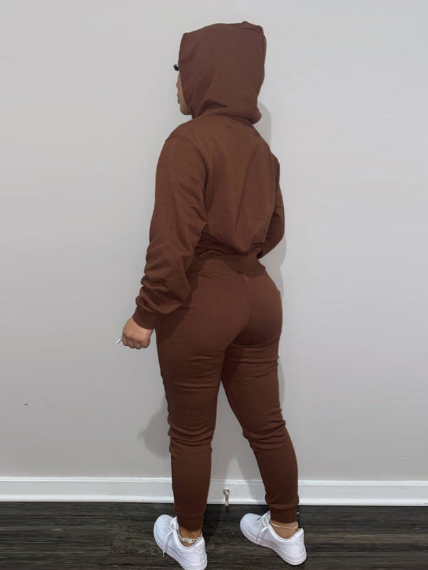 Casual fleece sweater two-piece hoodie tracksuit