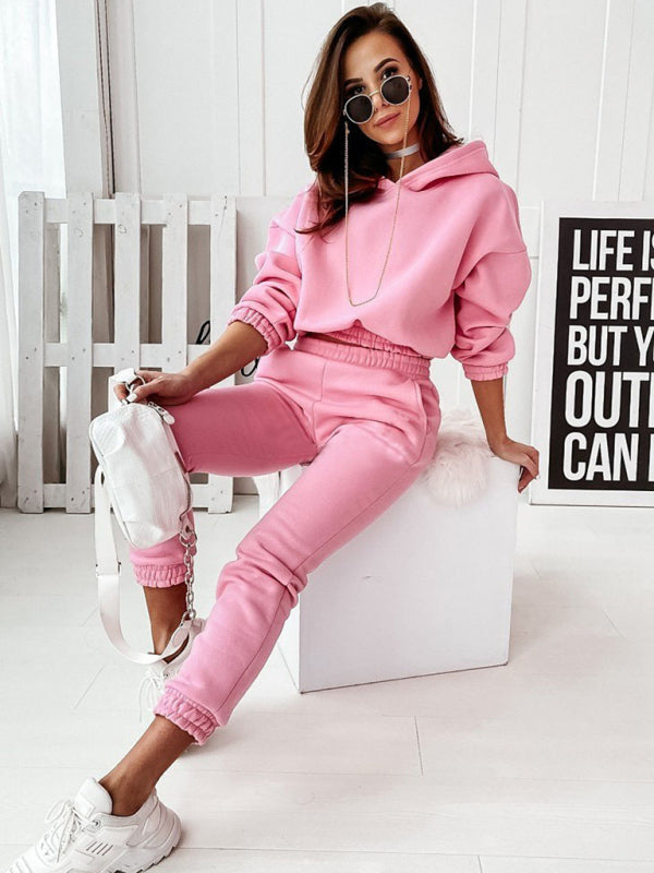 Casual sports hooded long-sleeved trousers two-piece suit SET