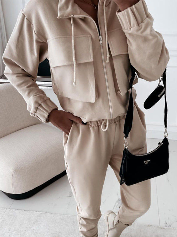 New Women's Fashion Coat Harem Pants Casual Sports Two-piece Set