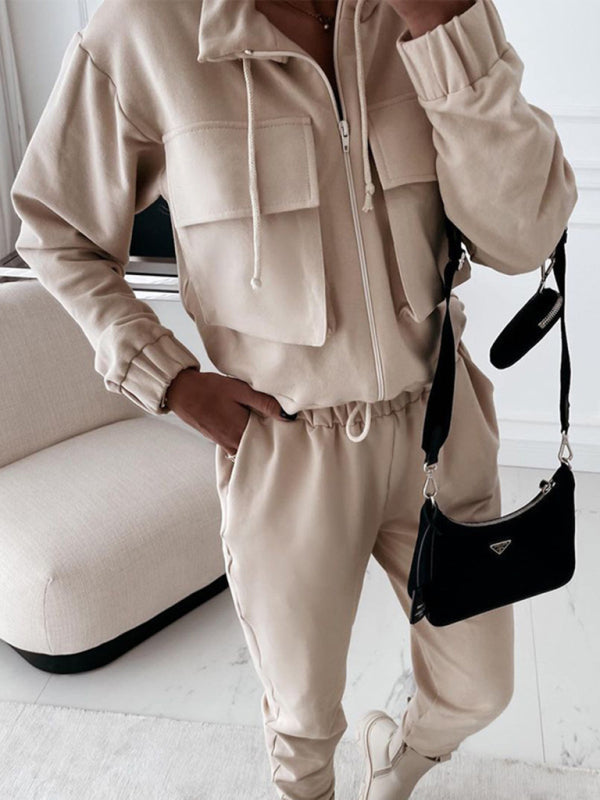 New Women's Fashion Coat Harem Pants Casual Sports Two-piece Set