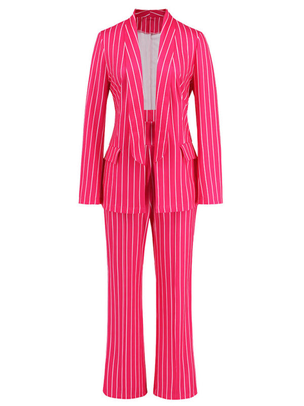 Blazer, straight wide-leg trousers two-piece suit