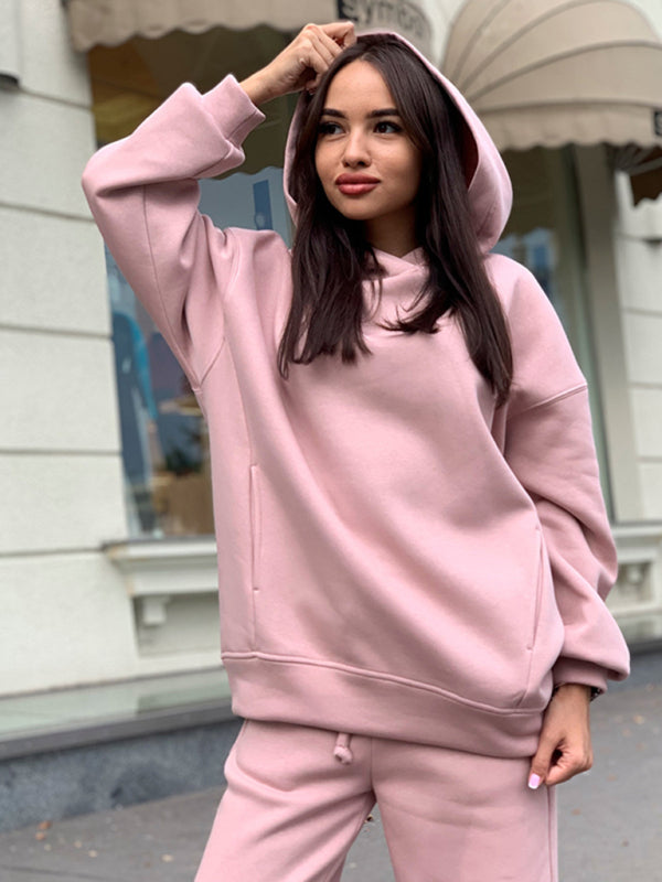 Women's casual hooded sweatshirt two-piece set