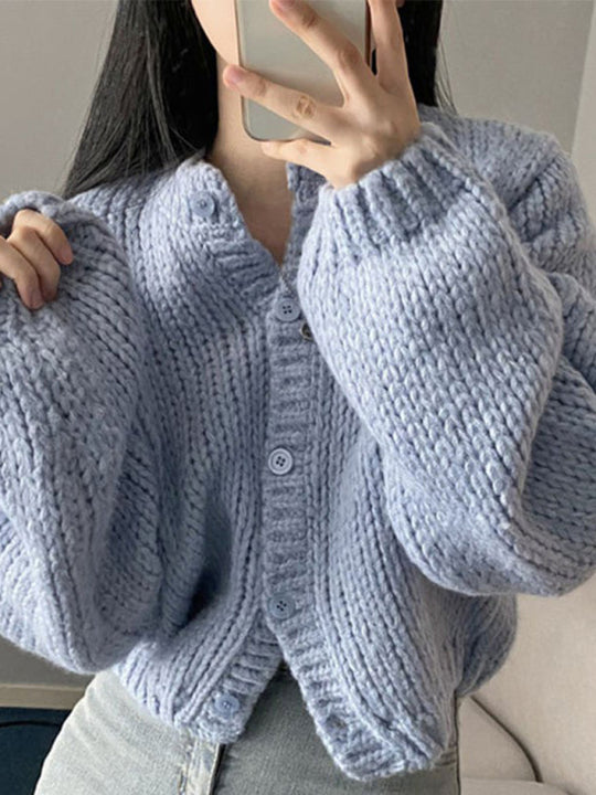 women's short thickened sweater cardigan