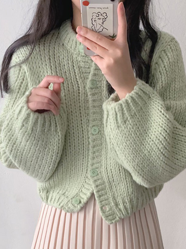 women's short thickened sweater cardigan