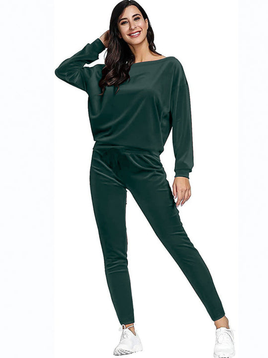 Women's gold velvet sports pants and sweatshirt two-piece set