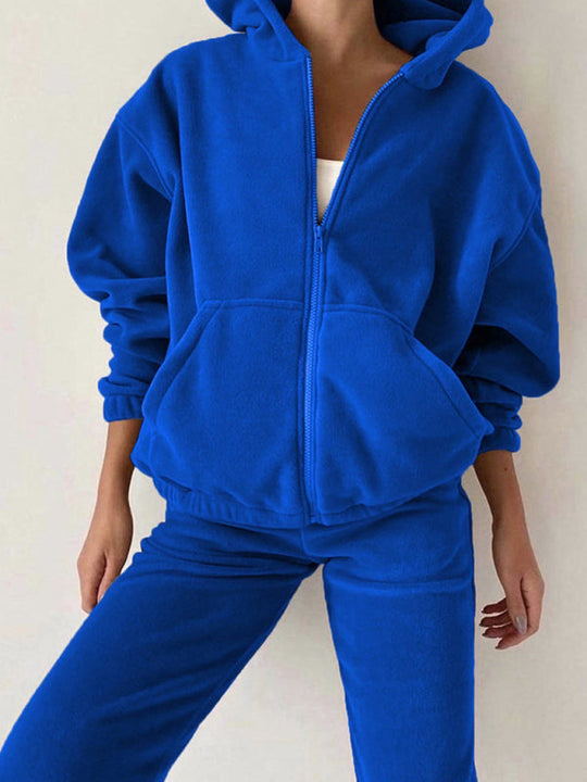 women's hooded sweatshirt sports casual suit two piece set