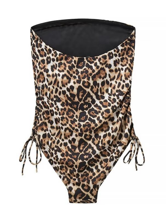 Women's Animal Print Slim Fit Bandeau One-piece Swimsuit