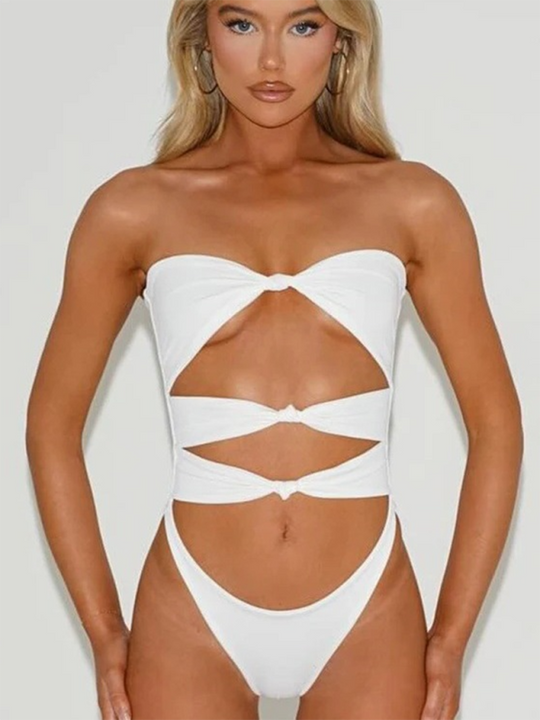 New sexy fashion hollow solid color one-piece bikini