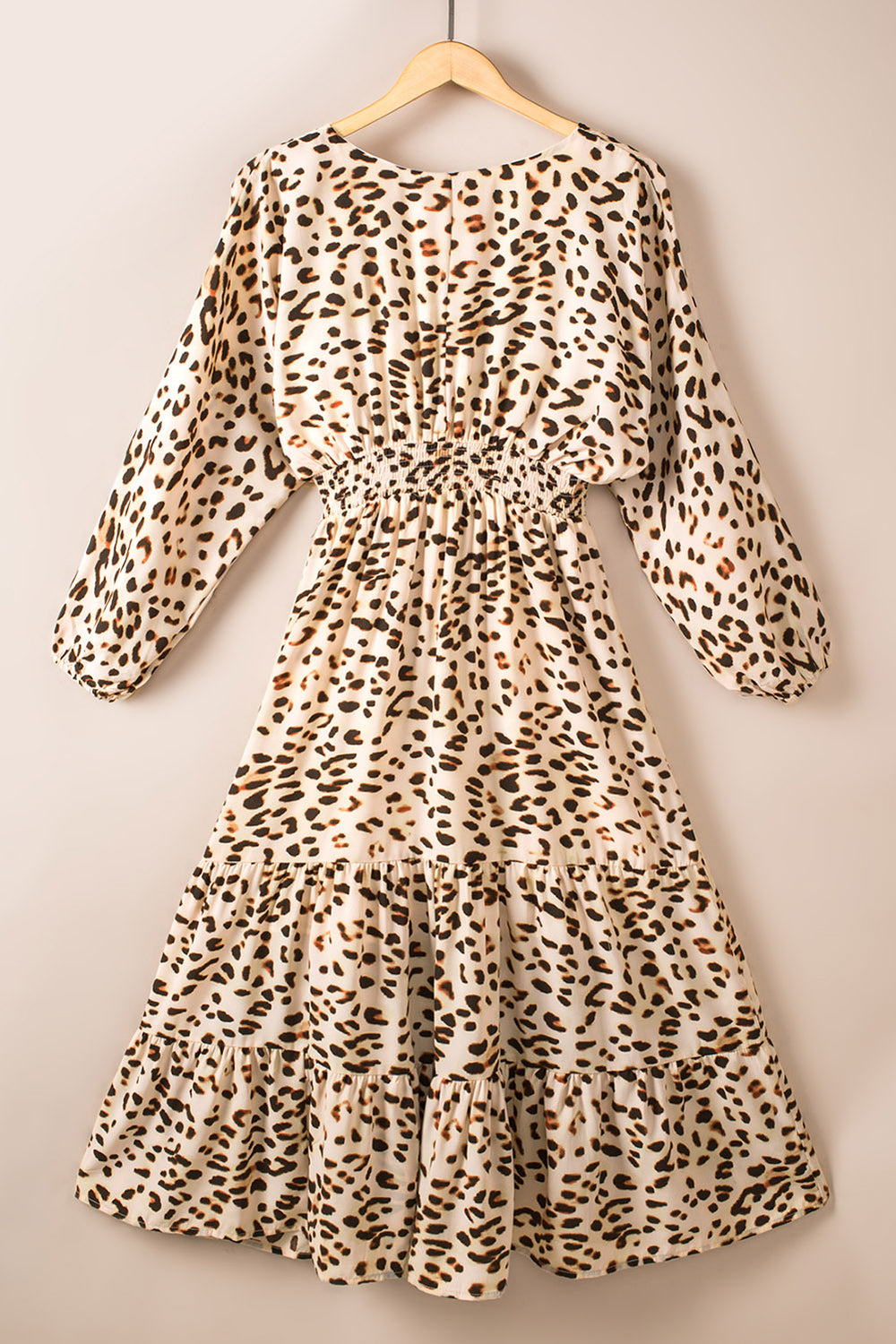 Leopard Smocked Waist Tiered Dress